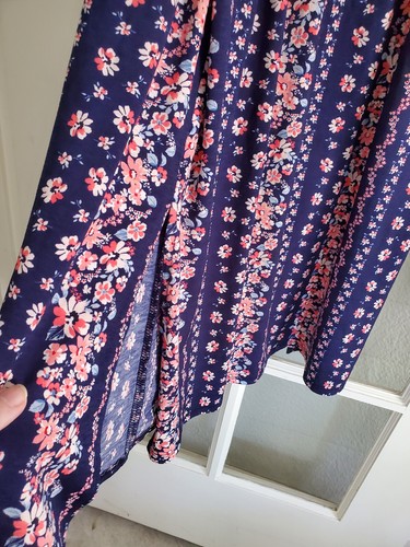 Girls sz 16 long summer floral stretchy navy dress - Picture 5 of 6