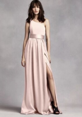 White By Vera Wang Sz 10 BridesmaidsDress Blush Pink Floor Length One Shoulder