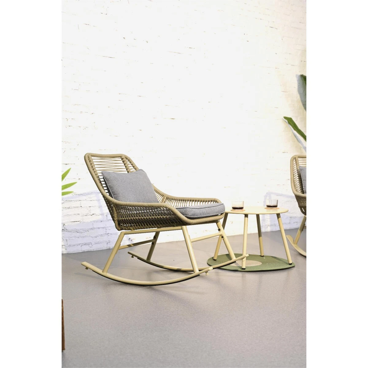 The Range 3 Piece Rocking Chair Bistro Set Steel Frame Removable