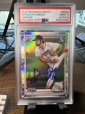 2020 Bowman Draft Spencer Strider Chrome Refractor 1st Prospect Auto DNA PSA 9