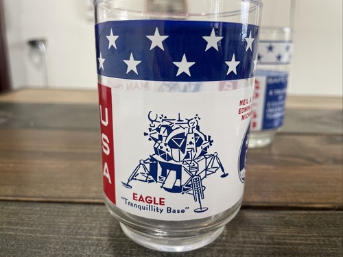 Vintage Set of 3 Apollo Moon Mission Drinking Glasses 11, 12 and 13 - Picture 4 of 14