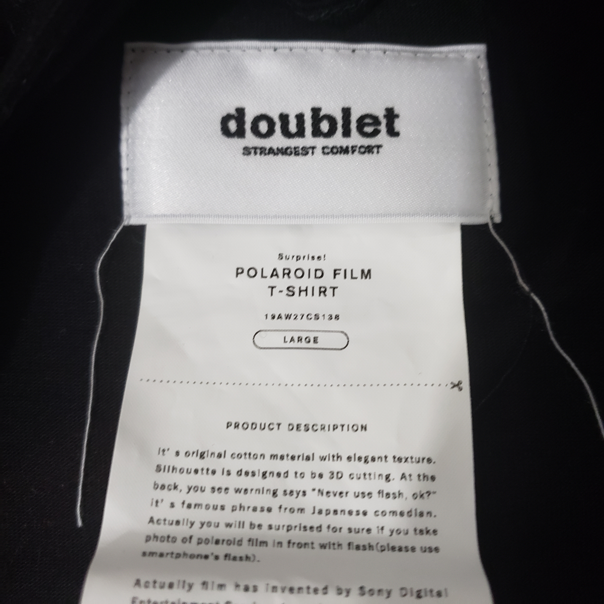 doublet Polaroid shirt LARGE BLACK Rare ktz givenchy japan doublet Polaroid shirt LARGE BLACK Rare ktz givenchy japan