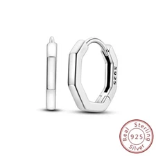 MULA New S925 Sterling Silver Hoop Earrings Polygon For Women Birthday Jewelry