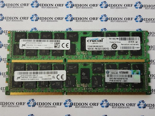 Set of 2 MICRON 16 GB DDR3 SERVER RAM PC3-12800R MHz MT36JSF2G72PZ-1G6, SKU 4523