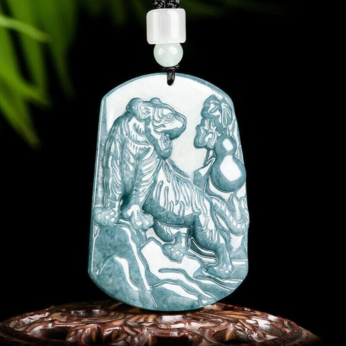 China Style Certified 100% Natural Light Green A Jade Jadeite Pendant Tiger 上山虎 - Picture 1 of 15