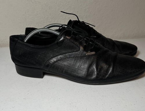 VITTORIO VIRGILI Mens Black Leather Dress Shoes Size 10Med EU 43 Designer - Picture 2 of 6