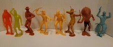 Vintage 8 Figure Lot - 5 1964 Louis Marx Western Cowboy  Indians / 3 Unmarked