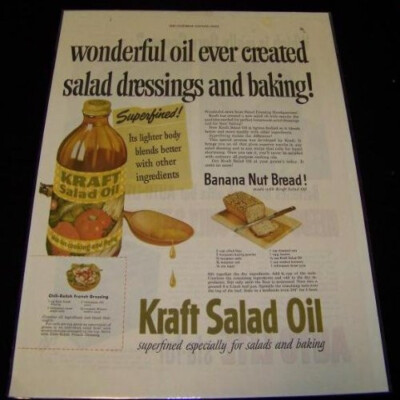 VIntage Original Advertisement Old Paper Art KRAFT SALAD OIL 1951