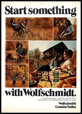 1974 Wolfschmidt Vodka Vintage Print Ad Bike Kite Picnic Cabin Romance Wall Art