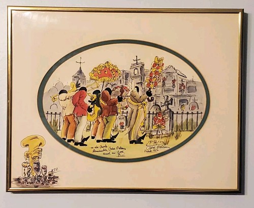 Pili Rojas Original Watercolor New Orleans Funeral Celebration With Remarque