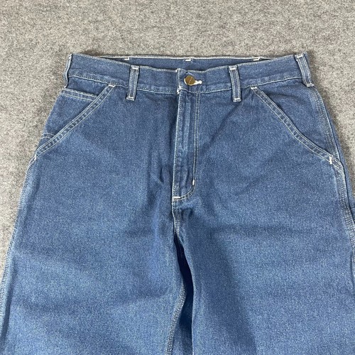 Carhartt Jeans Mens 32x34 Carpenter Pants Blue Denim B13 DST Cotton Mens NWT - Picture 4 of 13