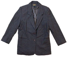 Vintage Eddie Bauer Blazer Overcoat Brown Tweed 100% Wool Womens Medium