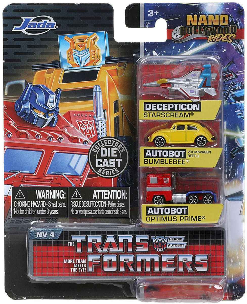 Jada Nano Hollywood Rides G1 Transformers Optimus Starscream Bumblebee - 3-pack Jada Nano Hollywood Rides G1 Transformers Optimus Starscream Bumblebee - 3-pack