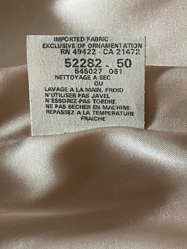 Vintage Jessica McClintock Cocktailkleid Elfenbein Satin gerissen gerüschter Neckholder Ausschnitt - Bild 12 von 12
