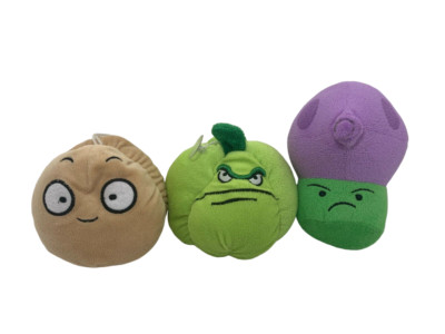 Plants vs Zombies Wall-nut Squash Puff-shroom lot 3 plush stuffed animal toys