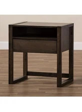 Single Drawer Wood Nightstand in Ash Brown - Baxton Studio - Contemporary