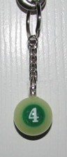 1 Inch Number 4 FOUR LUMINOUS Mini POOL BALL Billiard Snooker KEYCHAIN Ring NEW