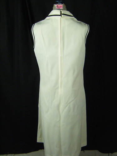 VERONA KNITS Vtg 60-70s Off White Black Sleeveless Sheath Dress-Bust 40/M,AS-IS - Picture 6 of 8