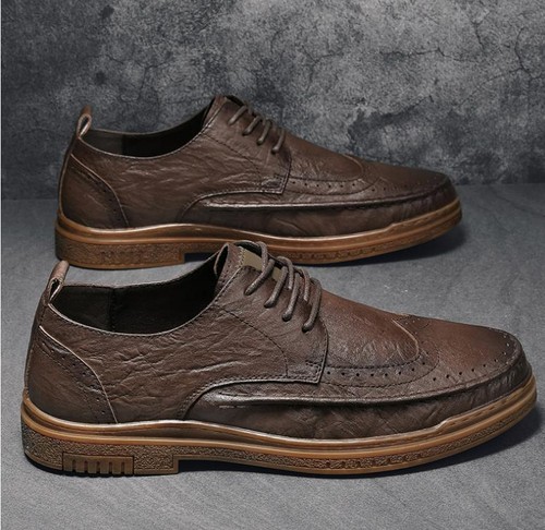 Mocassini uomo Casaul rotondi stringati brogue morbidi Oxford décolleté quotidiane - Foto 3 di 7