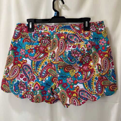 Pantalones Cortos Attyre Estampado Cachemira Dobladillo Festoneado Verano Playa Boho Festival Talla 10 - Imagen 2 de 6