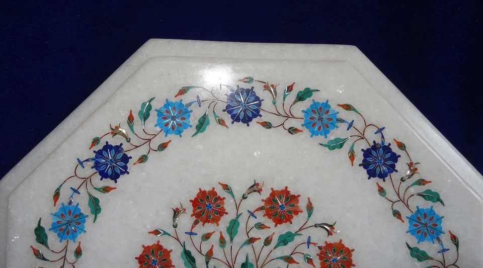 12" Marble Side End Table Top Inlay Art For Home Decor & Garden - Image 3 of 4