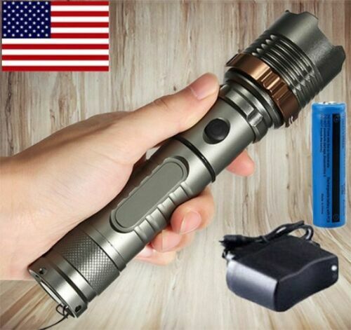 9sets Tactical 50000LM T6 Zoom LED Flashlight Torch Lamp+18650 battery+Charger@