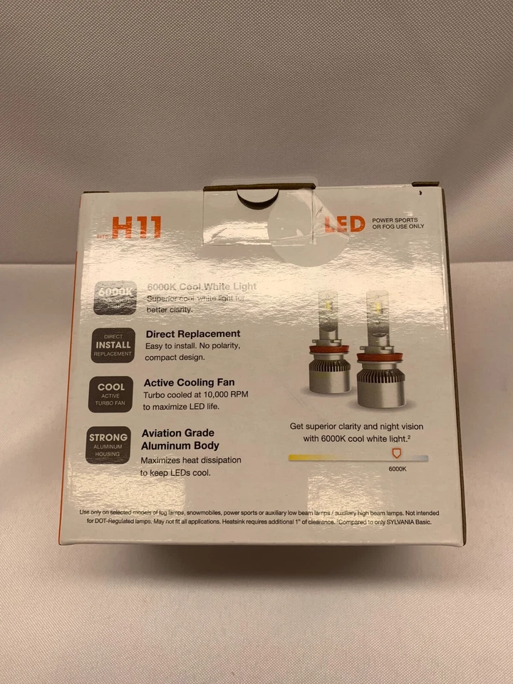 Sylvania LED Power Sports For Fog Use Only-12.8V DC/12 watt Bulbs-X2- Fits H11 - Image 4 of 4