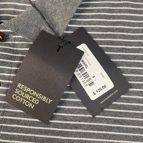 Ted Baker Poloshirt Herren Größe 5 XL grau grau gestreift Kurzarm $ 120 neu mit Etikett neu - Bild 7 von 11