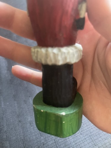 Vintage Holz Volkskunst signiert Bleistift Weihnachtsmänner primitiv 3er Set - Bild 6 von 23