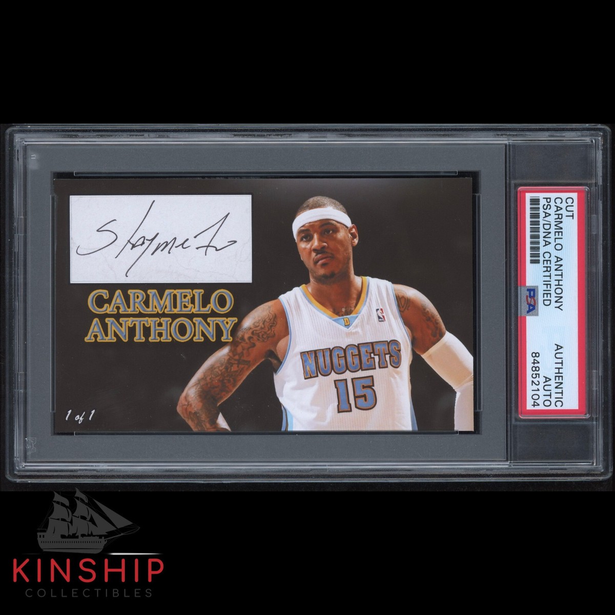 Carmelo Anthony signed 3x5 Custom Card Cut PSA DNA Slabbed