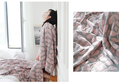 Breathable Blanket Pure Cotton Bed Cover Gauze Of Four Layers Active Printing - Picture 5 of 17
