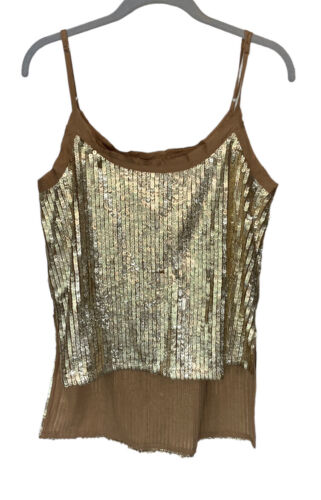 Boston Proper Gold Sequin Hi Lo Tank Adjustable Strap Size Small