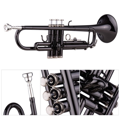 Brass Plated Black Bb Trumpet Set for Beginner Student with Case AU O0L3 - Picture 2 of 8