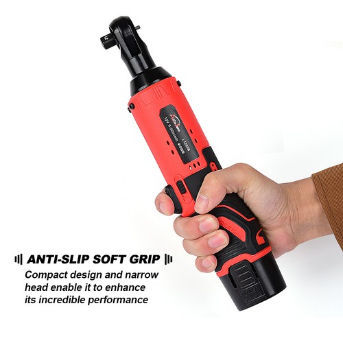 Cordless Ratchet 3/8" Right Angle Wrench Impact Power Tool w/2 Battery 7 Socket - Picture 8 of 15