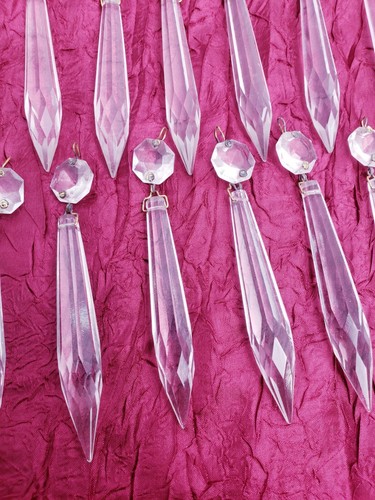 18 Vintage Replacement Spear Crystal Glass Faceted Chandelier Lamp Prism - Picture 4 of 8