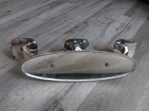 Vintage Kerzenleuchter dreiarmig aus Metall versilbert im Art-Deco Stil - Bild 8 von 9
