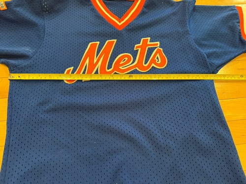 💙NY Mets Maglia Vintage Maglia 1986 Patch~Maestosa Blu MLB Cucita Tg M - Foto 8 di 10