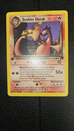 Pokemon Karte/Karte - Dunkles Glurak 21/82 Rocket Rare 1. Edition TOP++