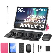 Android Tablet with Keyboard, 26GB RAM, 256GB ROM 1TB Expand , 10.1 inch Andr...