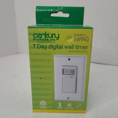 Century 7 Day Digital Programmable Wall Timer Switch White Automatic Manual