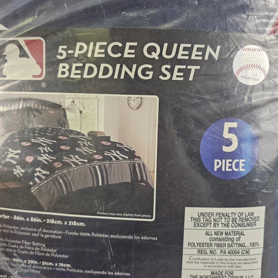 Juego de cama en bolsa MLB New York Yankees 5 piezas tamaño queen colores del equipo (estante 6) Foto 4 de 4