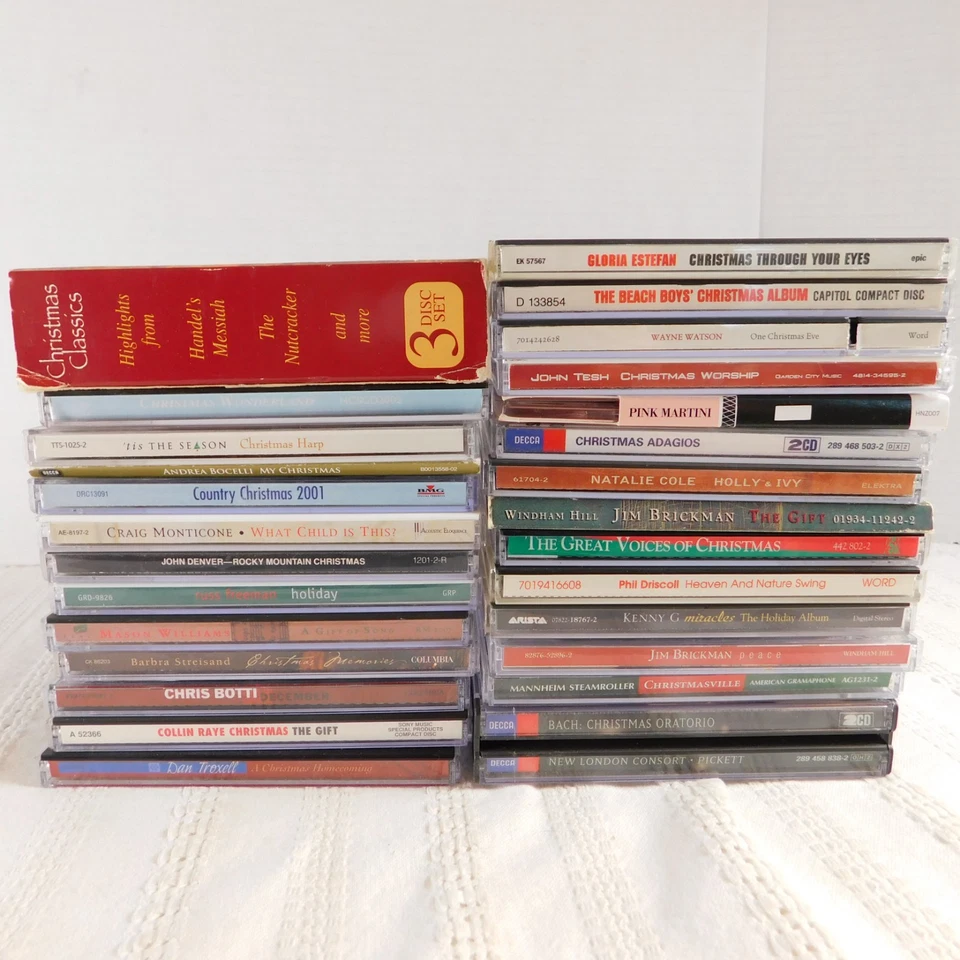 Christmas Music LOT of 27 CDs Holiday John Denver, Natalie Cole, Chris Botti EUC Foto 2 de 4