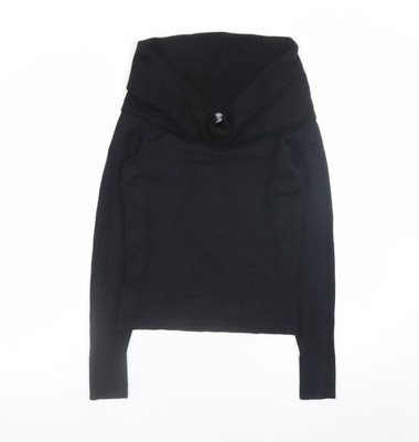 Ann Taylor Damen Pullover schwarz Seidenmischung Wasserfallausschnitt Größe S