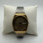 Vintage Seiko SQ 4004 Quartz Men’s Watch Day Date Gold Tone 1970s Broken Band