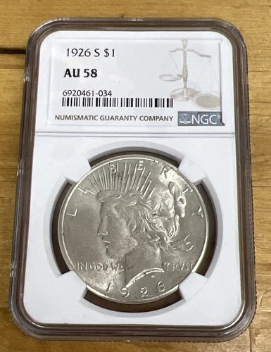 1926 S Peace Silver Dollar NGC AU-58 $1 Coin