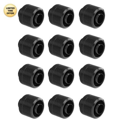 io 12 Pack G1/4 to 3/8 Inch ID Soft Tubing Fittings Black Brass Copper