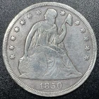 1850-P Seated Liberty Dollar $1 Circulated VF Very Fine Details Cleaned