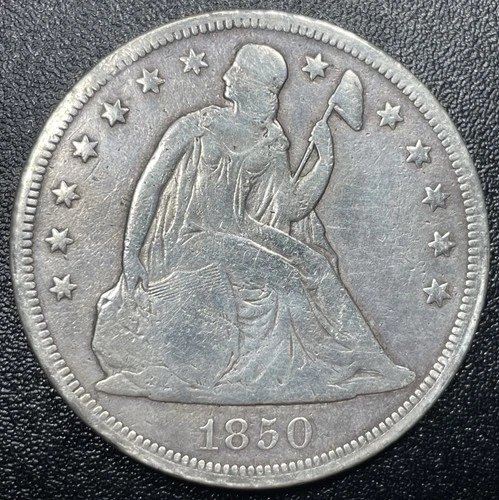 1850-P Seated Liberty Dollar $1 Circulated VF Very Fine Details Cleaned