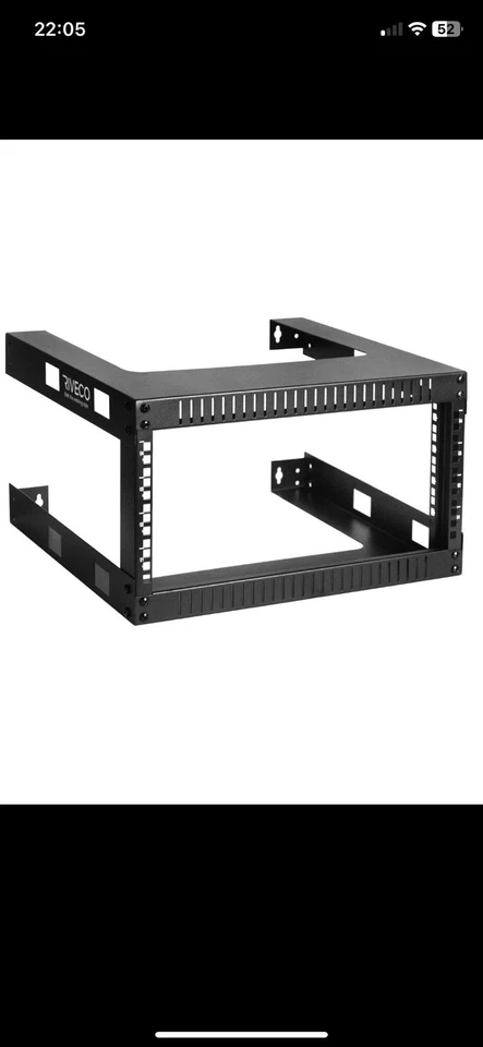 RIVECO 4U 19" Wall Mount Network Rack – 17.7" Deep 2 Post Open Frame Cabin - Image 2 of 4