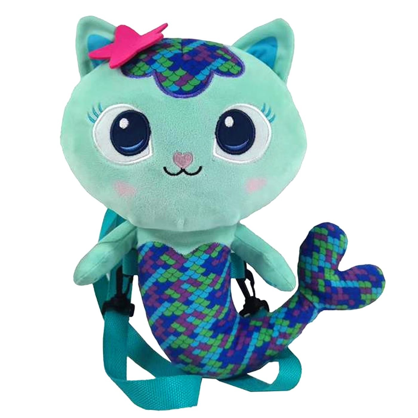 CYPBRANDS Mercat Plush Toy Mermaid Cat 32cm Plush Backpack with Zipper and Adjus